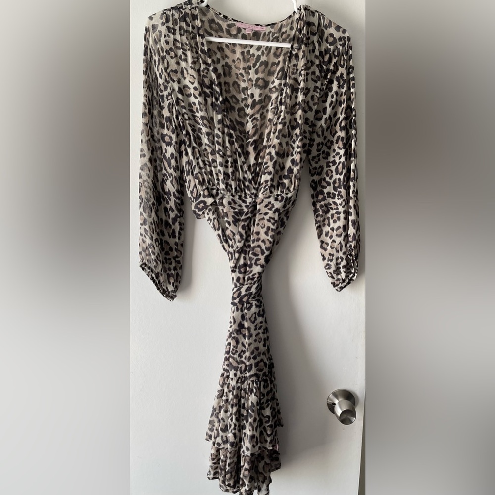 CALYPSO ST. BARTH SIZE MEDIUM LADIES SHEER ANIMAL PRINT WRAP DRESS